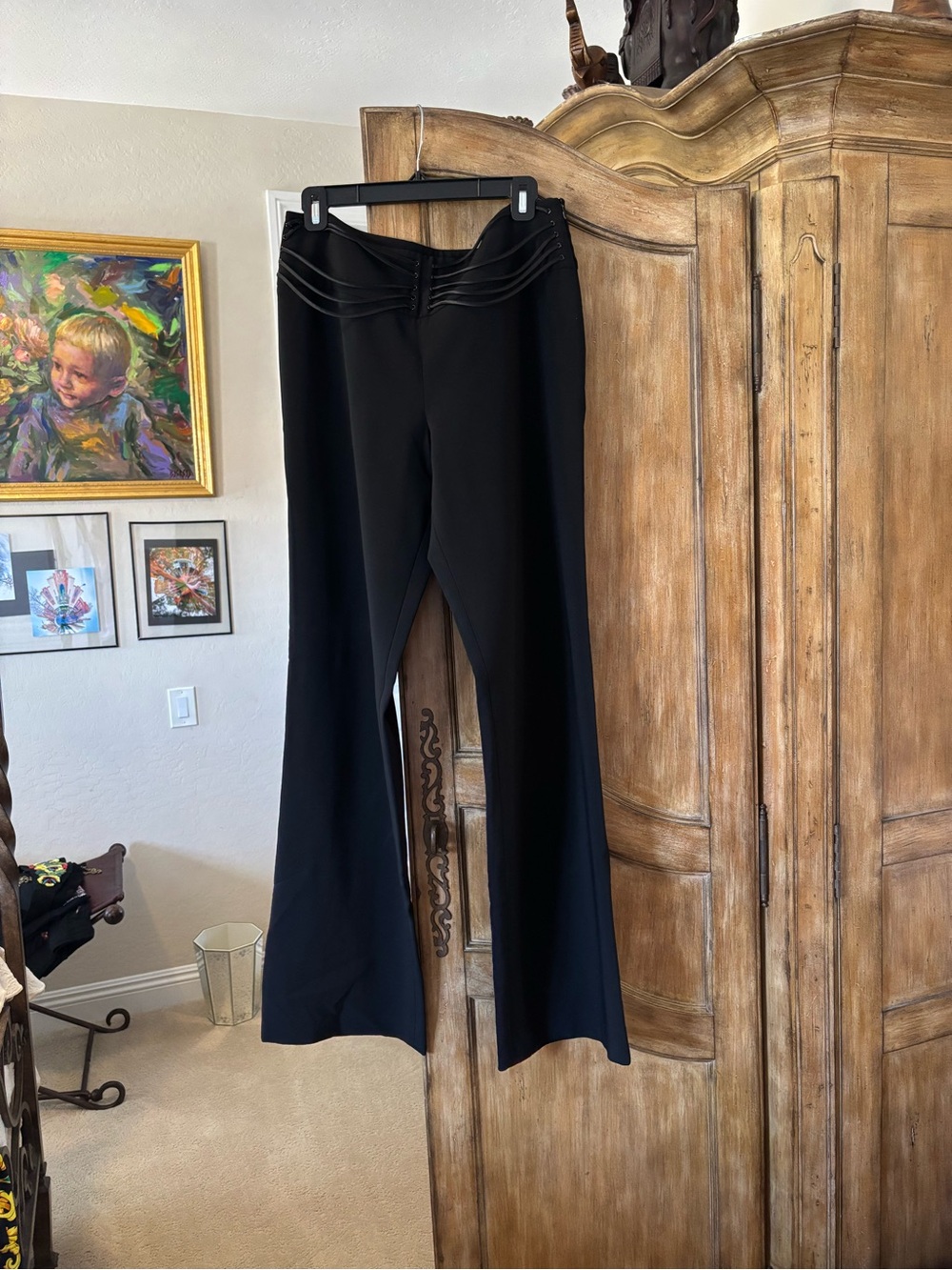 Giorgio Armani Black Boot-Cut Dress Pants